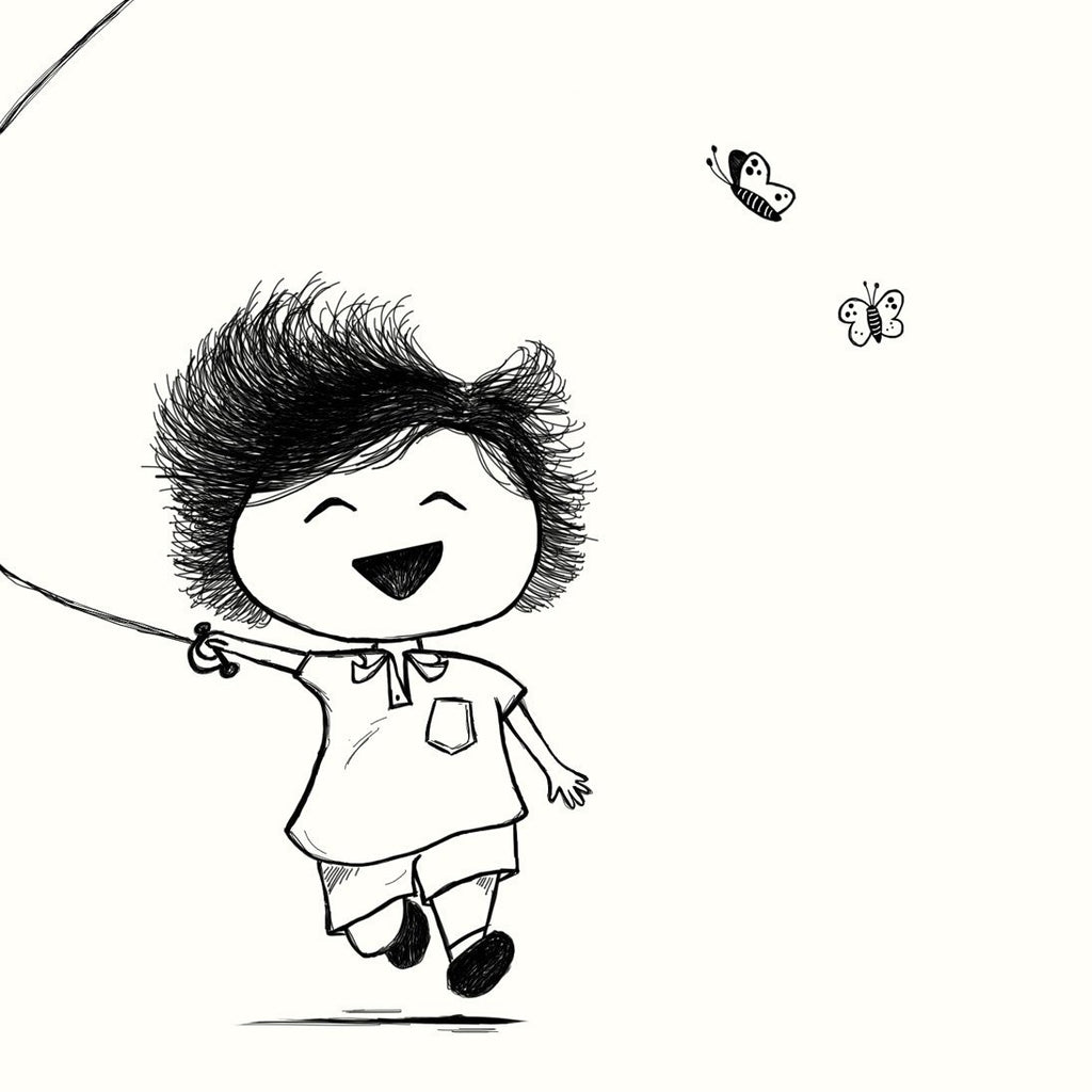 Print Little Boy with Kite - Umbrella Amarela