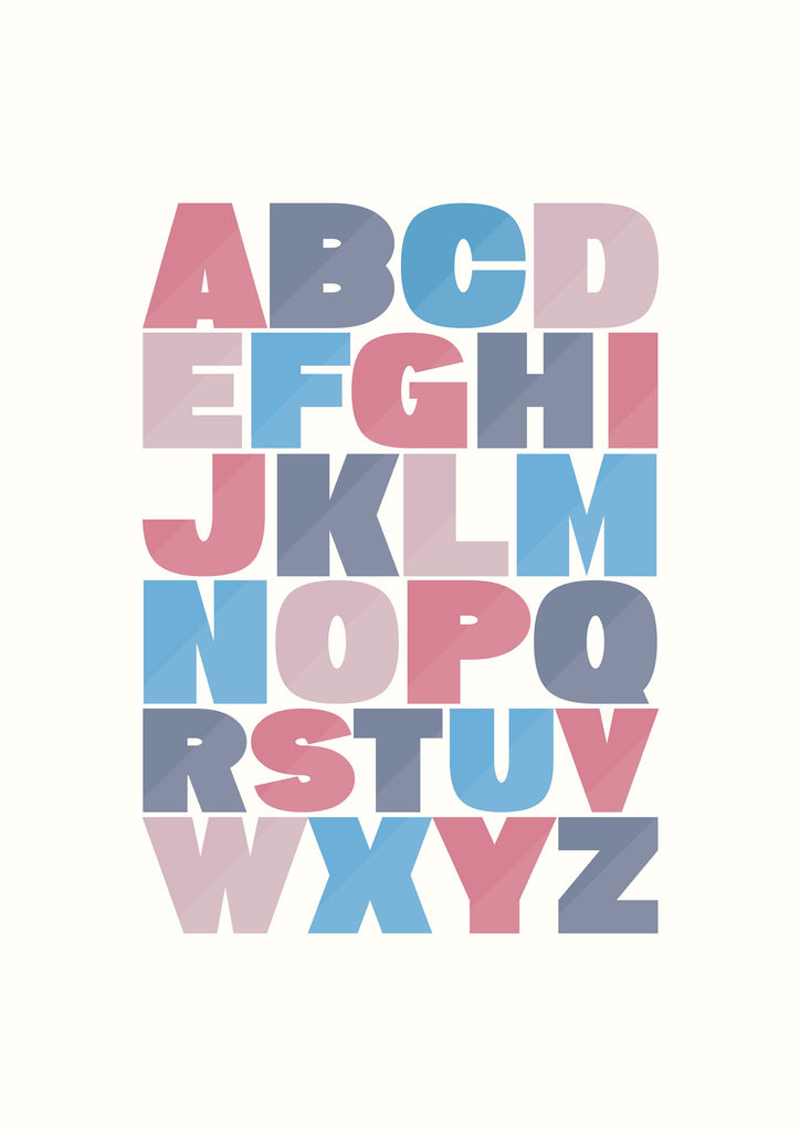 Print Alphabet - red and blue - Umbrella Amarela